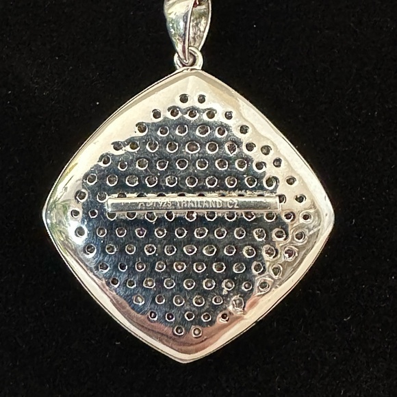 Chocolate and White Cubic Zirconia Layered Necklace in Sterling Silver. - Picture 4 of 8